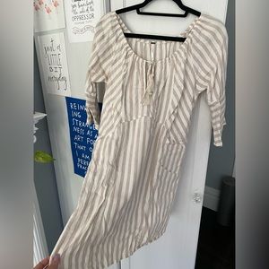 Free People White and Cream Linen Dress